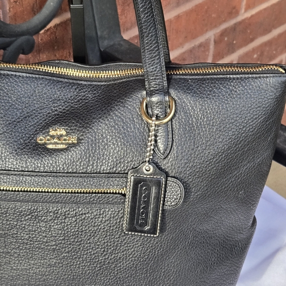 Coach Taylor Black Pebbled Leather Tote - Picture 8 of 10